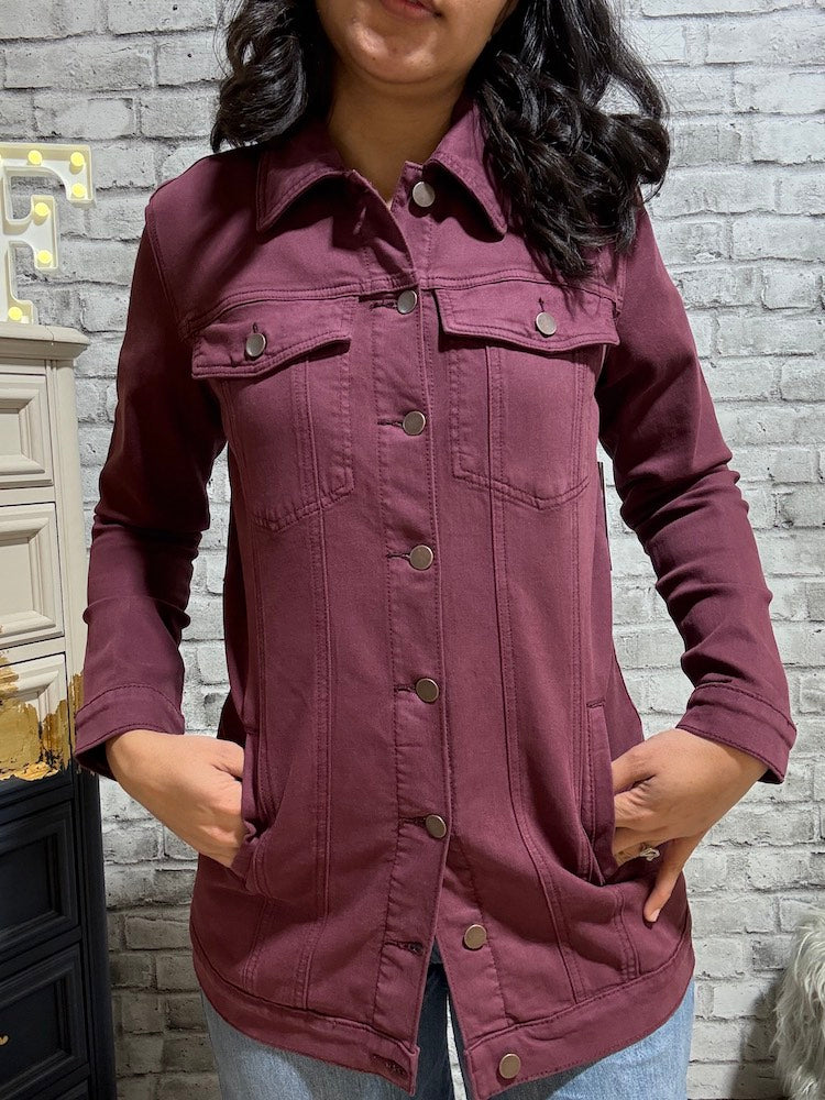 Color Denim Maxi Jacket