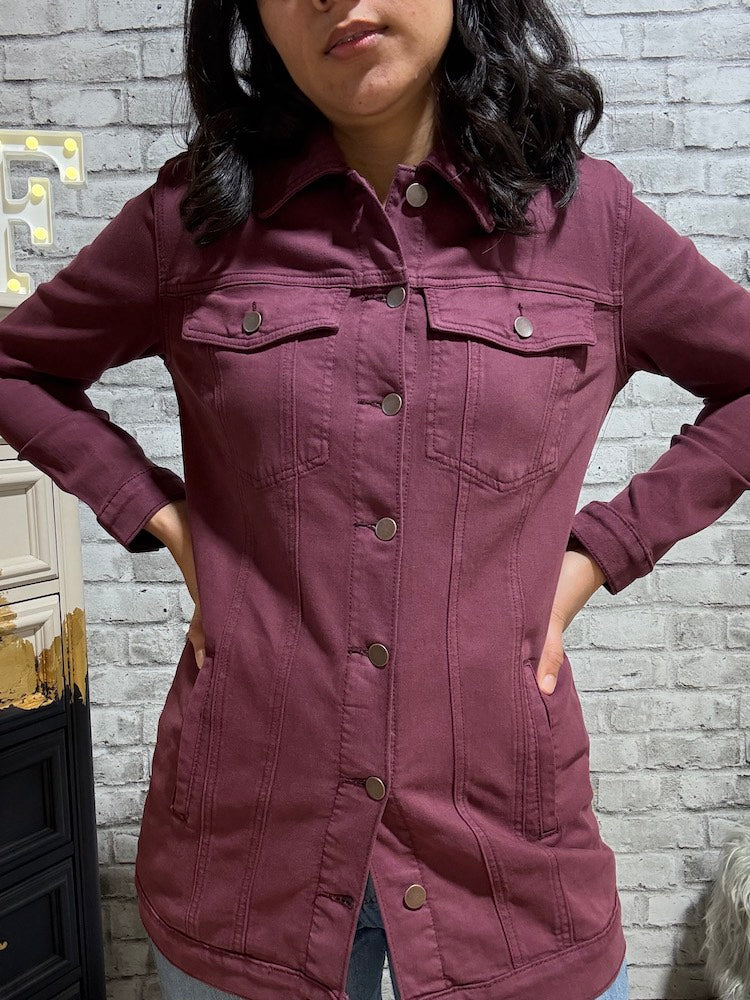 Color Denim Maxi Jacket