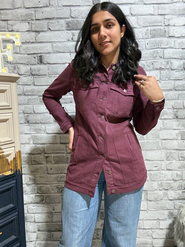 Color Denim Maxi Jacket