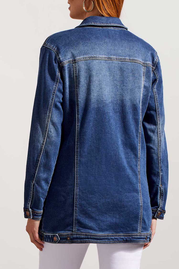 Comfort Stretch Denim Jacket with Snaps