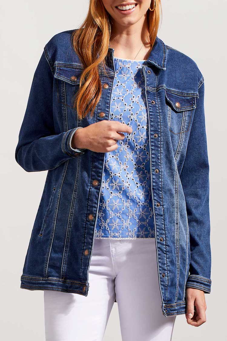 Comfort Stretch Denim Jacket with Snaps