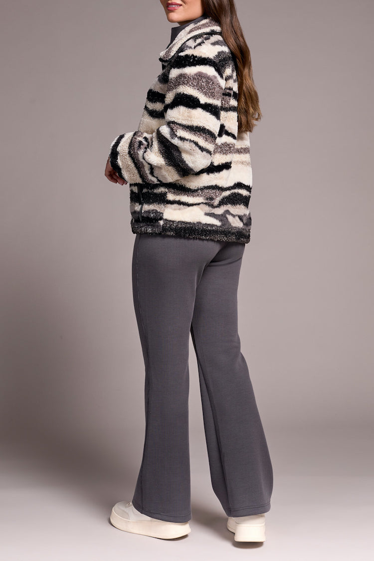 Lined Faux Fur Zipper Front Jacket