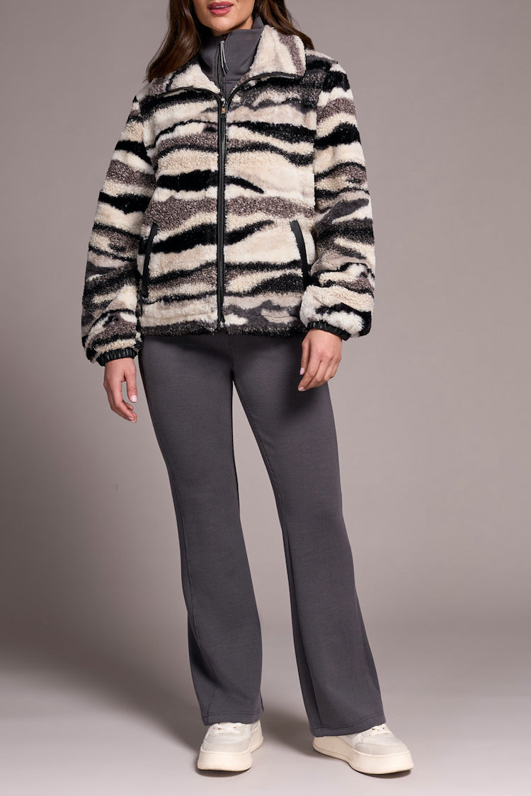 Lined Faux Fur Zipper Front Jacket