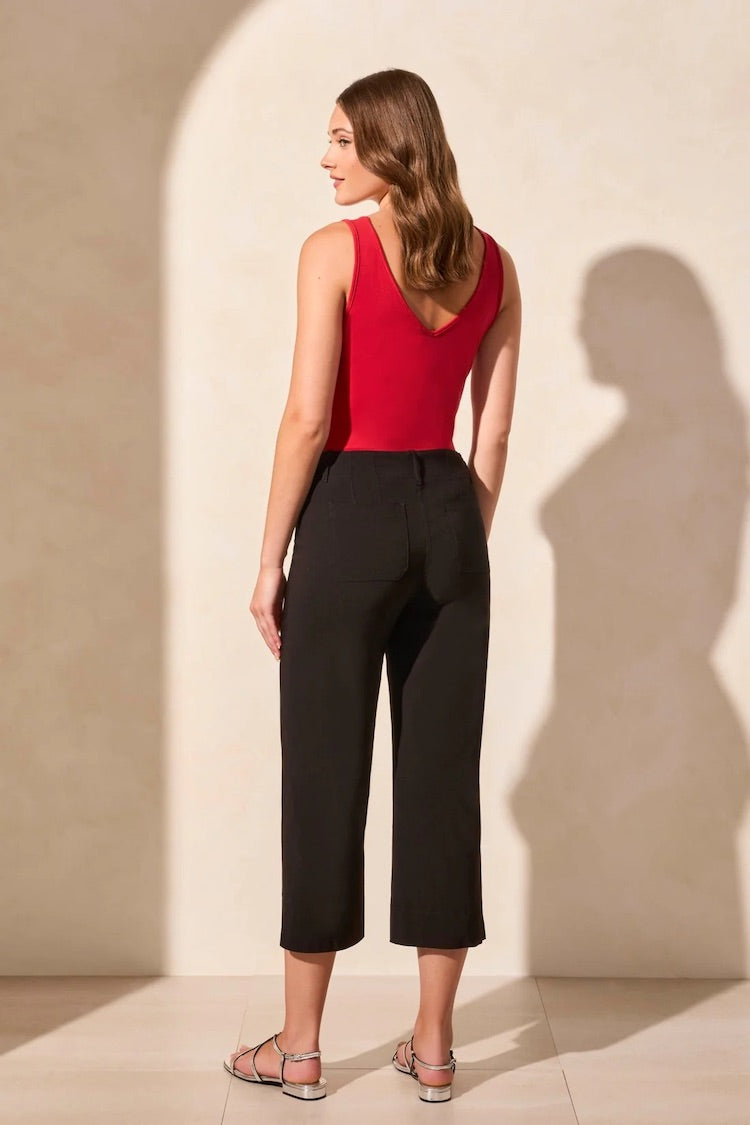 Flowy High Rise Twill Capri Pants