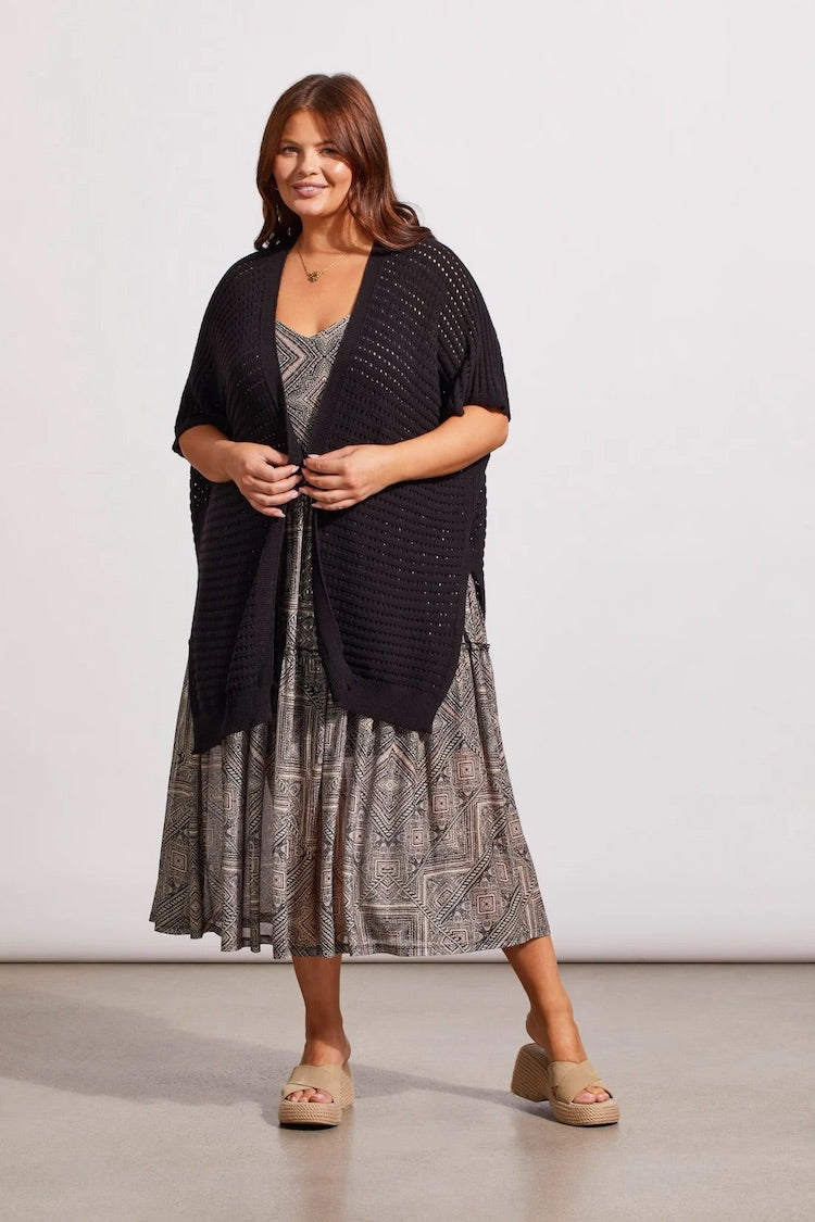 Longline Sweater Cardigan With Side Slits
