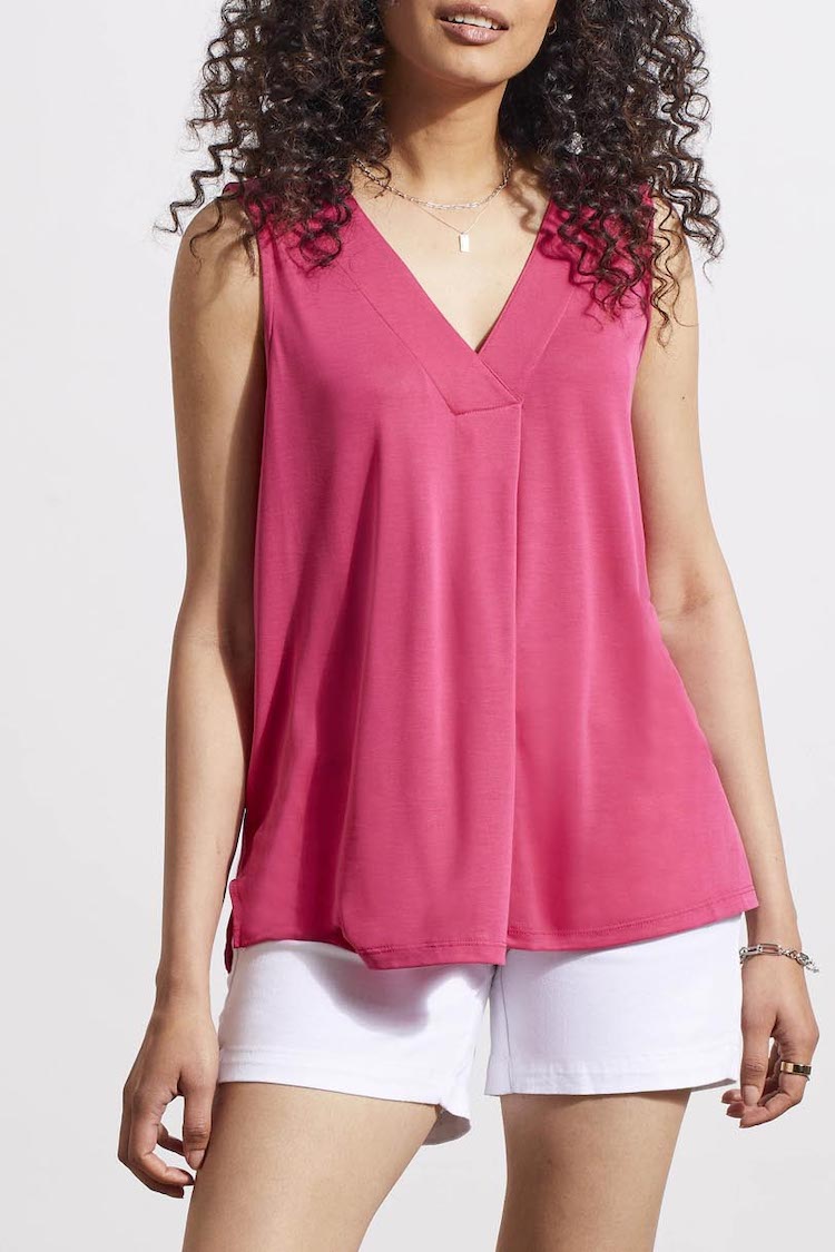 V-Neck Top with Pleat