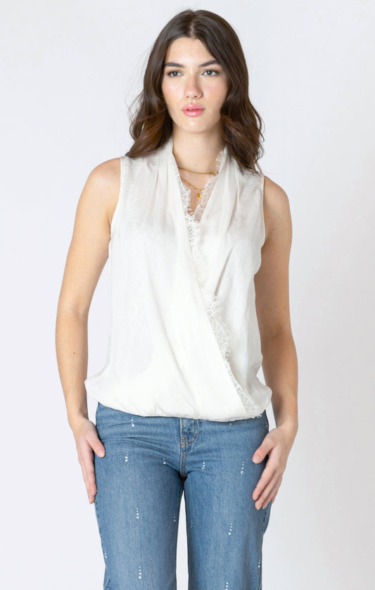 Lace Insert Wrap Blouse