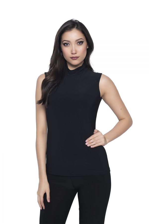 Frank Lyman High Neck Top  Style: 193008  The Frank Lyman High Neck Top is an elevated staple for your wardrobe, crafted in a sleek, sleeveless silhouette for a sophisticated touch. With its striking black hue, the high collar adds a luxurious element to any ensemble. A perfect choice for a confident, modern look.  For best fit please refer to this size guide.