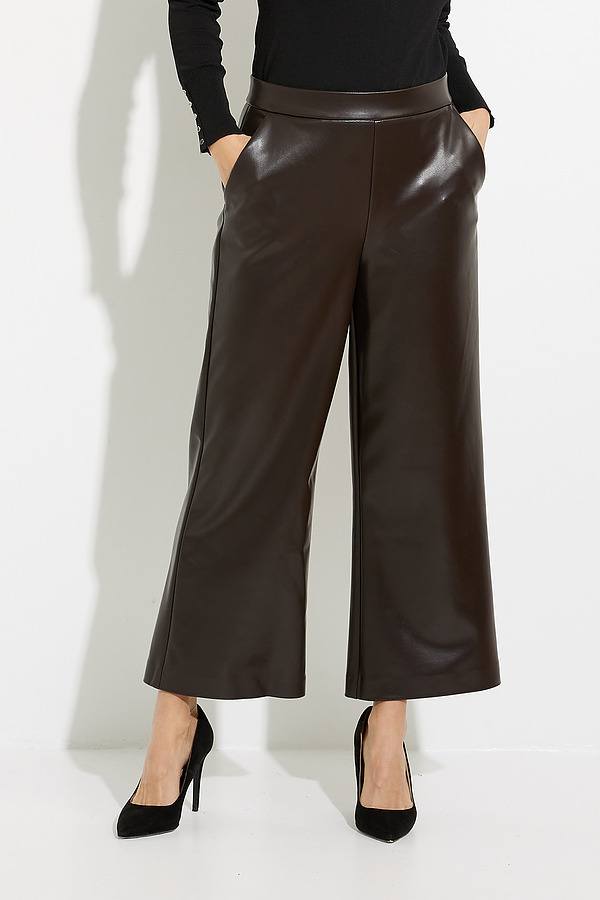Joseph Ribkoff Black Pleated Faux-Leather Culotte Pants Style