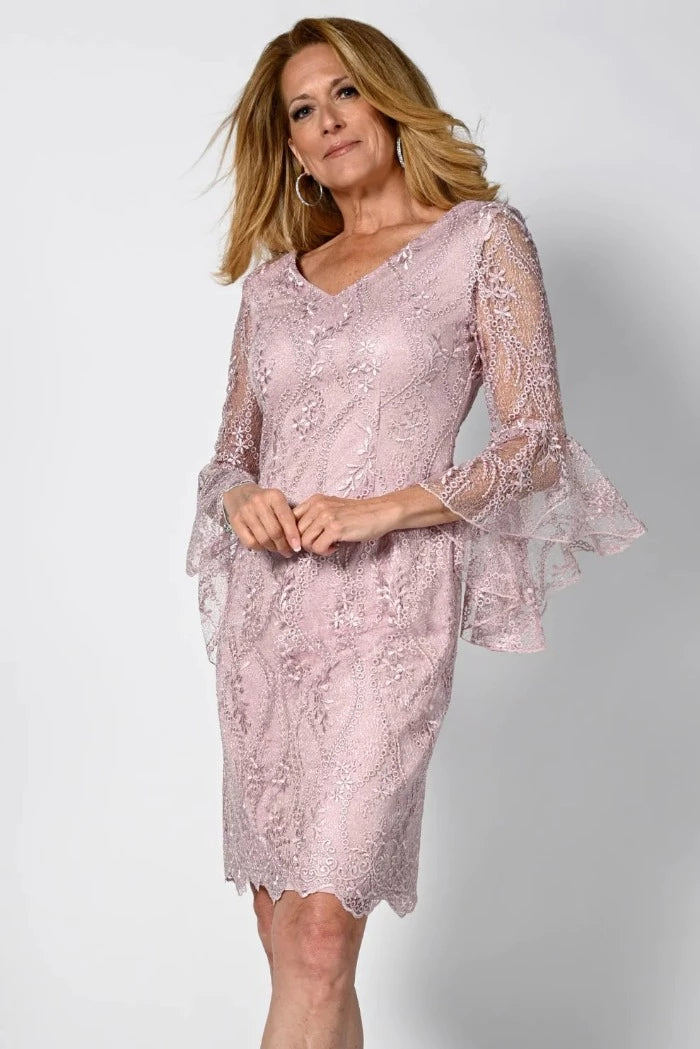 Frank Lyman pink belle sleeved Lace Dress