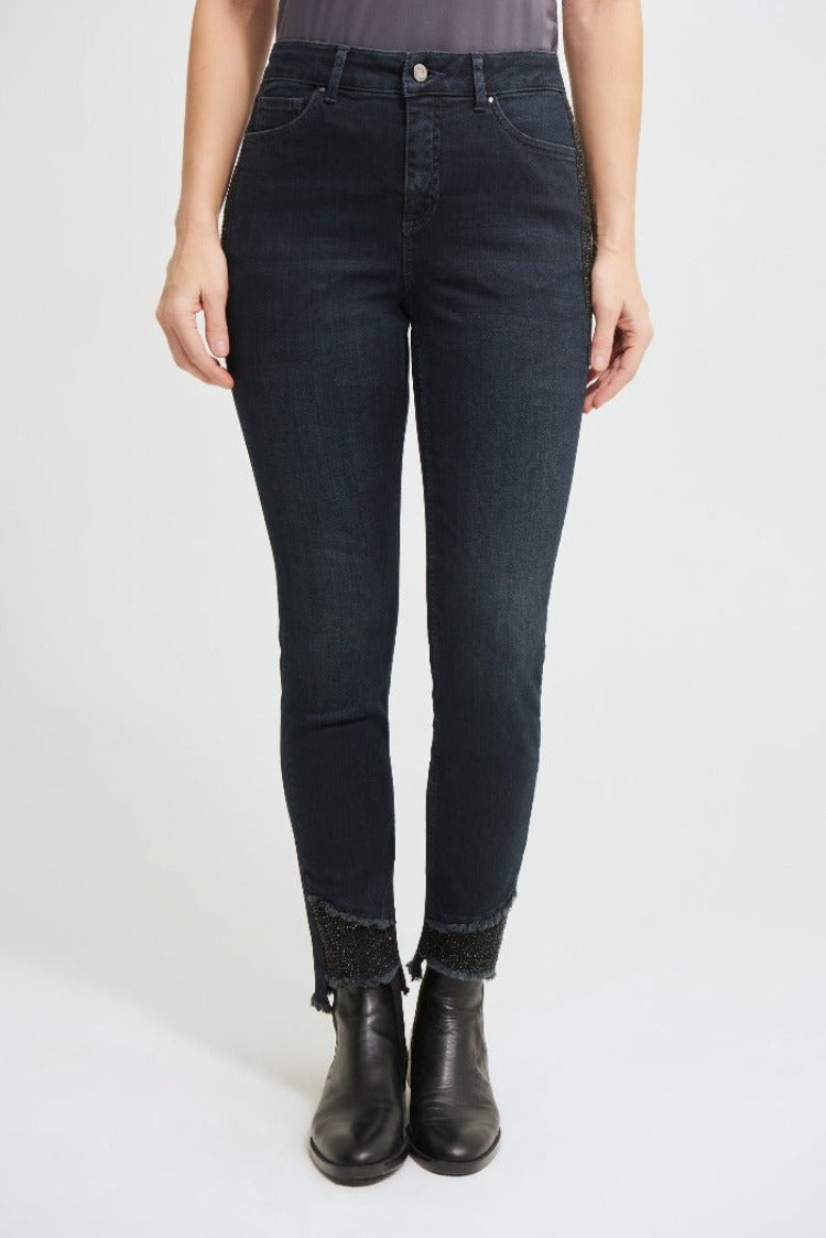 Joseph Ribkoff Beaded Frayed Jeans Style: 213987