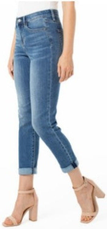 Liverpool Marley Girlfriend Jeans With Cuff   Style: LM5165CH4  These Liverpool Marley Girlfriend Cuffed Jeans are the perfect way to welcome in warmer weather. With just the right amount of room, a classic slim fit and a rolled up hem, these jeans are a great seasonal staple.