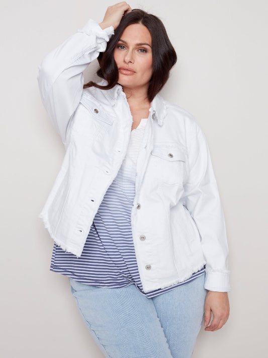 Curvy Fringe Denim Jacket