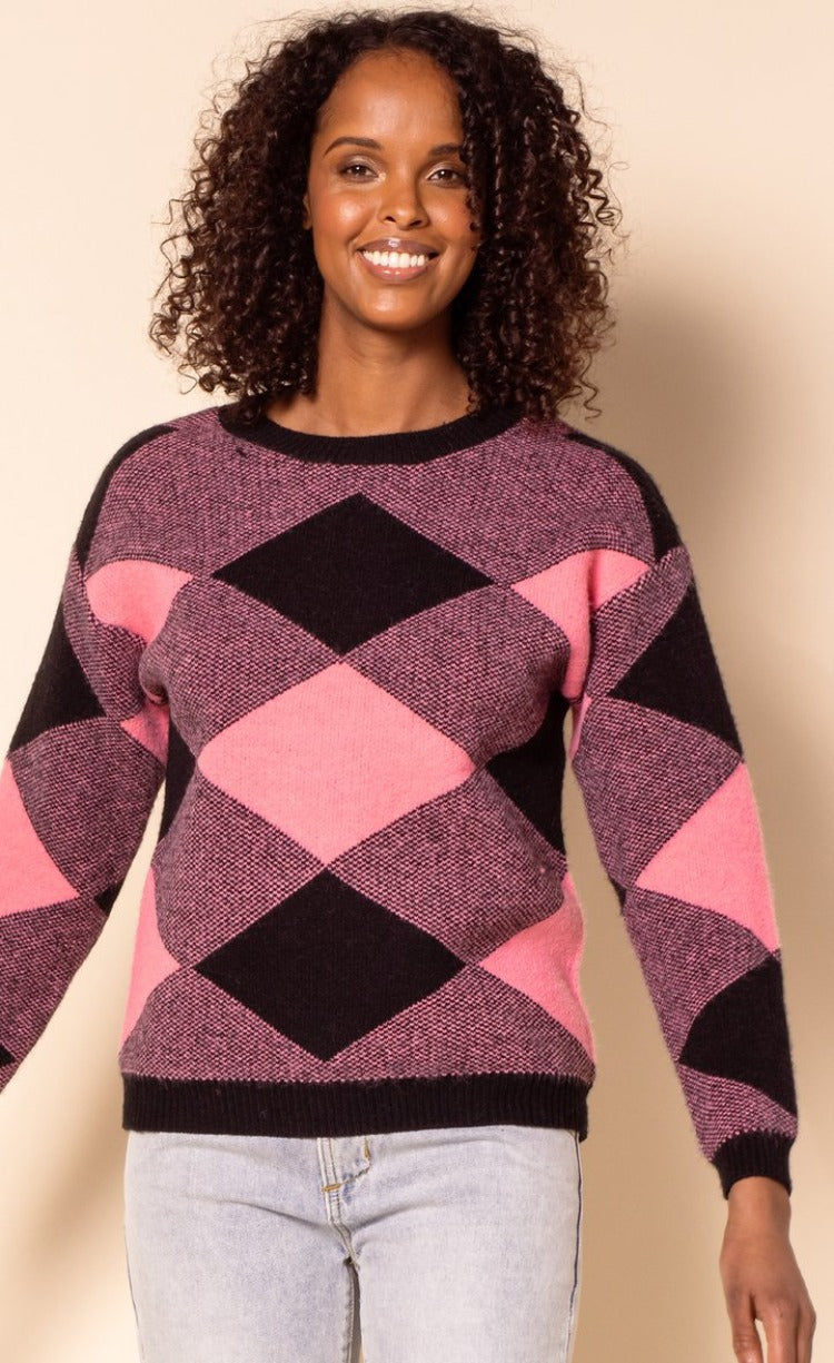 Pink Martini Checkers Sweater