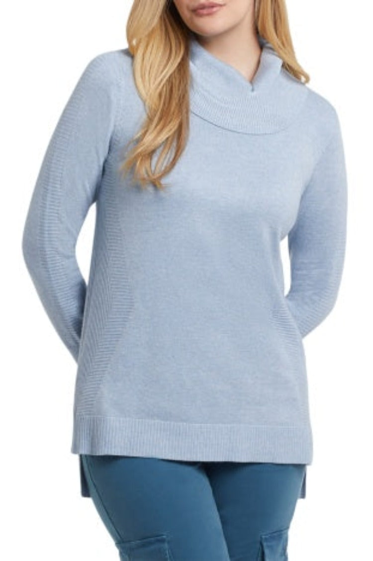 This Tribal Long Sleeve Cowl Neck Sweater is a stylish basic for the season.  The cowl neck, relaxed silhouette, long sleeves, and side slits makes this a fabulous layering piece you will be excited to wear on repeat.  