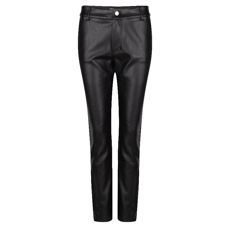 Esqualo Pleather Pants  What's better than a classic pair of pleather pants? Ones with plenty of pockets, like these Pleather Pants from Esqualo! These feature angled front pockets, back welt pockets, belt loops and a zipper and button closure. Style these with your favourite fall sweater!