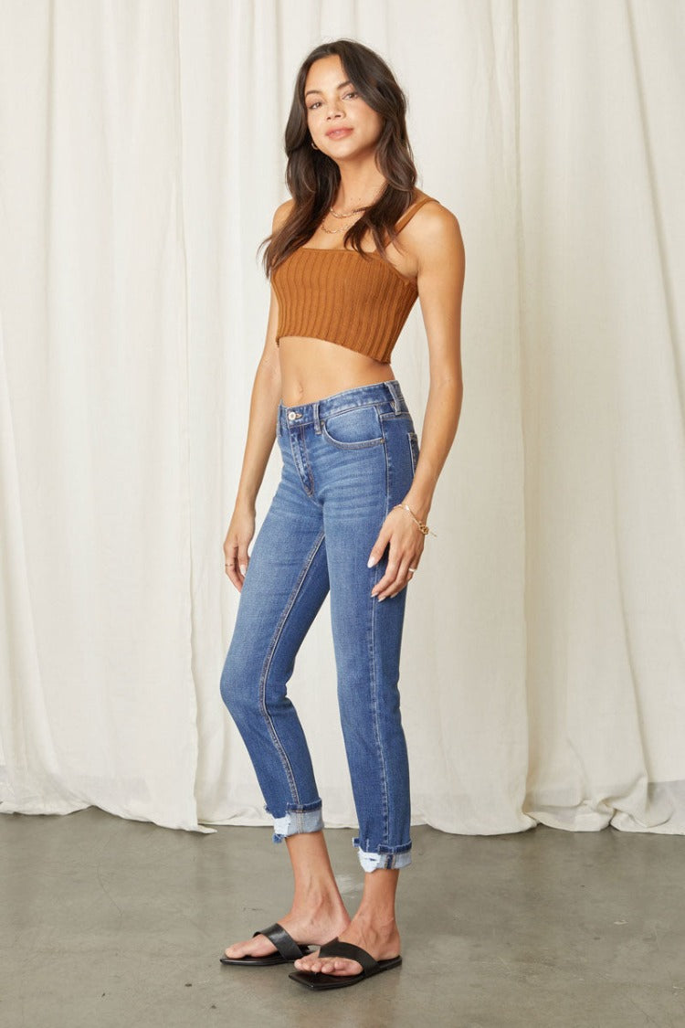 Cane Mid Rise Skinny Straight Jeans