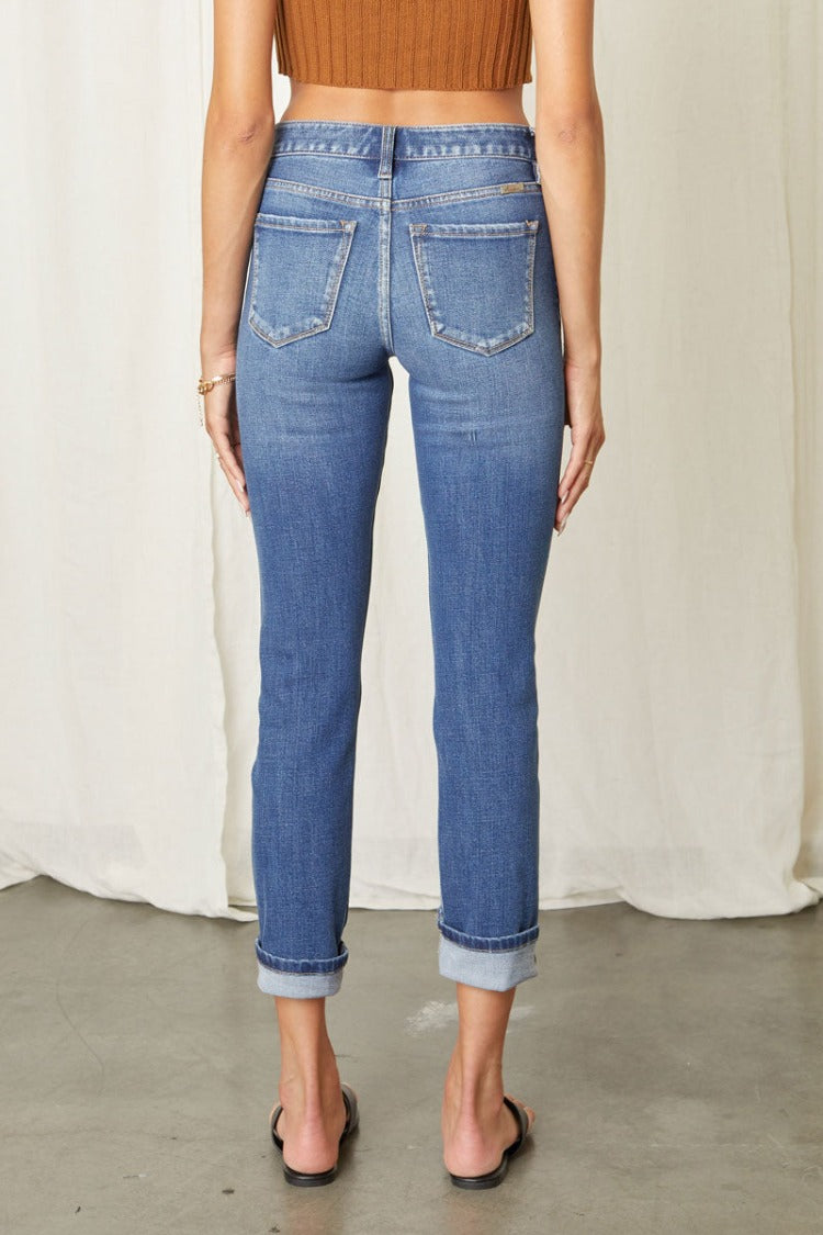 Cane Mid Rise Skinny Straight Jeans